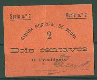 20Lis_1661.jpg -     Lote:     1661             Descrição:     Moura. Câmara Municipal de Moura. Cédula de 2 centavos da 2.ª série em papel laranja.         CDL        Valor Base:     € 5,00     Valor Venda:     €      