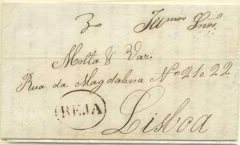 22Lis_0014.jpg -     Lote:    14            Portugal       Descrição:      Beja &mdash;   A sépia, GM BJA3 em carta datada de 26.09.1846, para Lisboa (28.09.1846) com o porte manuscrito a sépia de 30 reis. MB.        Carta       Valor Base:     &euro; 20,00     Valor Venda:     Retirado     
