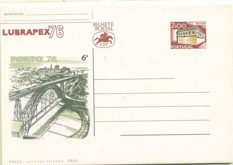 22Lis_0382.jpg -     Lote:    382            Portugal       Descrição:         1976 &mdash; Emissão comemorativa da 6:ª Lubrapex. Selo tipo Paisagens e Monumentos. OM166. 2$00 vermelho e castanho. Lote com a série completa em novo. B e R.        IN       Valor Base:     &euro; 6,00     Valor Venda:     Retirado     