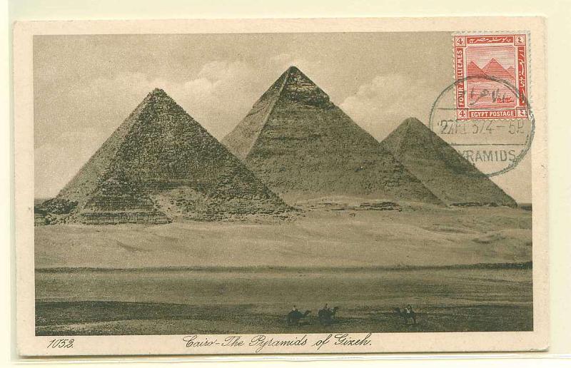22Lis_0582.jpg -     Lote:    582            Estrangeiro       Descrição:      Egipto.   Pirâmides de Gize. Postal ilustrado com selo concordante, obliterados com marca do dia de Pyramids (27.02.37). MB e MR.        PM       Valor Base:     &euro; 50,00     Valor Venda:     &euro; 75,00     