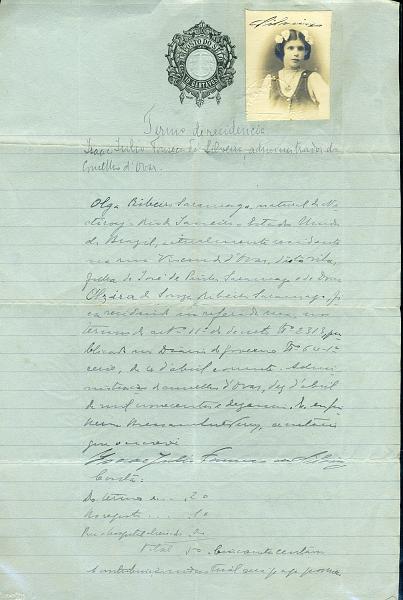 22Lis_0712.jpg -     Lote:    712                   Descrição:         1916 &mdash; Termo de residência lavrado em 10.04.1916, em folha de papel selado de 10 centavos. MB.        DOC       Valor Base:     &euro; 25,00     Valor Venda:     Retirado     