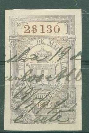 22Lis_0719.jpg -     Lote:    719                   Descrição:         1897 &mdash; Propinas. PB41, 2$130 lilás. Usado.         O       Valor Base:     &euro; 5,00     Valor Venda:     Retirado     