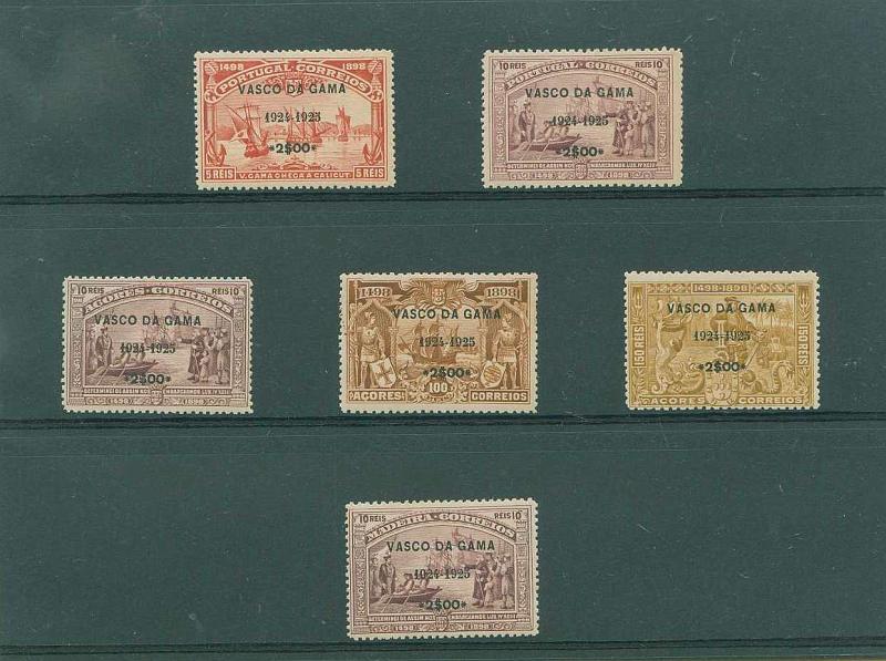 22Lis_0729.jpg -     Lote:    729                   Descrição:         1924/25 &mdash; 4.º Centenário da Índia com sobrecarga a preto Vasco da Gama e sobretaxa de 2$00. Lote composto por 3 selos de 2$00 s/ 10 reis, 2$00 s/  5reis, 2$00 s/ 100 reis e 2$00 s/ 150 reis.        ***       Valor Base:     &euro; 15,00     Valor Venda:     Retirado     