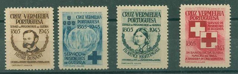 22Lis_0736.jpg -     Lote:    736                   Descrição:         1944 &mdash; Cruz Vermelha Portuguesa. Serviço de Prisioneiros de Guerra. Eládio Santos 125/128. Série completa.        **       Valor Base:     &euro; 5,00     Valor Venda:     &euro; 8,00     