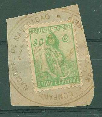 22Lis_0850.jpg -     Lote:    850                   Descrição:         Carimbos de paquetes portugueses. Selo de 80c verde esmeralda da emissão Ceres, novo tipo, obliterado com carimbo batido a sépia "COMPANHIA NACIONAL DE NAVEGAÇÃO / SERVIÇO DE CORREIO / PAQUETE ANGOLA".        FRG       Valor Base:     &euro; 15,00     Valor Venda:     &euro; 110,00     