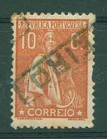 22Lis_0857.jpg -     Lote:    857                   Descrição:         Carimbos nominativos. 1912 &mdash; Ceres. CE215, 10c tijolo claro, obliterado com carimbo linear batido a preto "AVEIRO".        O       Valor Base:     &euro; 20,00     Valor Venda:     Retirado     