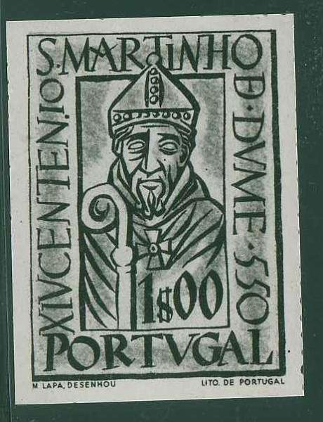 22Lis_0974.jpg -     Lote:    974            Portugal       Descrição:         1953 &mdash; 14.º centenário da Chegada à Península de S. Martinho de Dume. CE778. Prova fotográfica a preto, não denteada.        PRV       Valor Base:     &euro; 10,00     Valor Venda:     Retirado     
