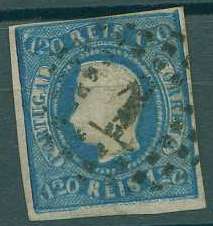 22Lis_1028.jpg -     Lote:    1028            Portugal       Descrição:         1866/67 &mdash; D. Luís I. Fita curva não denteados. CE26, 120 reis azul-escuro, margens normais, com dupla impressão. Valor de catálogo &euro; 771,00.        O       Valor Base:     &euro; 300,00     Valor Venda:     Retirado     