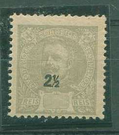 22Lis_1030.jpg -     Lote:    1030            Portugal       Descrição:         1895/96 &mdash; D. Carlos I Mouchon. CE126, 2 &frac12; reis cinzento, com a impressão da taxa deslocada.        ***       Valor Base:     &euro; 10,00     Valor Venda:     &euro; 10,00     