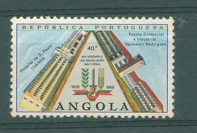 22Lis_1091.jpg -     Lote:    1091            Angola       Descrição:         1966 &mdash; 40.º Aniversário da Revolução Nacional. CE514. 1$00 policromo. Selo novo sem impressão da taxa e legenda "CORREIOS". Algumas manchas na goma. Raro.        **       Valor Base:     &euro; 20,00     Valor Venda:     &euro; 22,00     