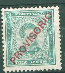 22Lis_1230.jpg -     Lote:    1230            Portugal       Descrição:         1892/93 &mdash; D. Luís I com sobrecarga PROVISÓRIO. CE83, 10 reis verde, sobrecarga C. Valor de catálogo &euro; 27,00.        **       Valor Base:     &euro; 6,00     Valor Venda:     Retirado     