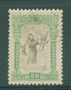 22Lis_1245.jpg -     Lote:    1245            Portugal       Descrição:         1895 &mdash; 7.º Centenário do Nascimento de S. António. CE119, 80 reis verde e castanho. Valor de catálogo &euro; 103,00.        O       Valor Base:     &euro; 15,00     Valor Venda:     &euro; 20,00     