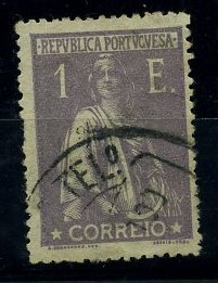 22Lis_1273.jpg -     Lote:    1273            Portugal       Descrição:         1920/22 &mdash; Ceres. Novos valores e cores. CE248, 1E, violeta, denteado 15x14, usado. Valor de catálogo &euro; 149,00.        O       Valor Base:     &euro; 25,00     Valor Venda:     Retirado     
