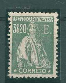22Lis_1281.jpg -     Lote:    1281            Portugal       Descrição:         1924/26 &mdash; Ceres. Novas taxas e cores. CE295, 3$20 verde oliva. Valor de catálogo &euro; 74,80.        **       Valor Base:     &euro; 26,00     Valor Venda:     Retirado     