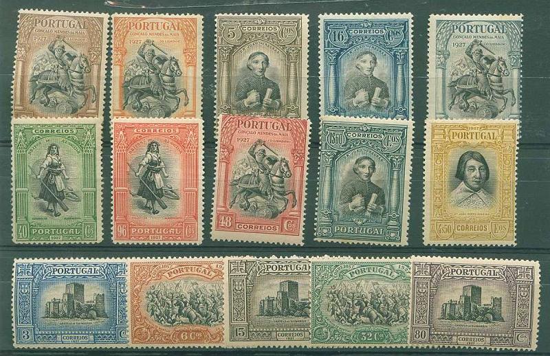 22Lis_1298.jpg -     Lote:    1298            Portugal       Descrição:         1927 &mdash; Independência de Portugal (2.ª emissão). CE420/34. Série completa. Selos com e sem charneira. Valor de catálogo &euro; 135,00.        **       Valor Base:     &euro; 15,00     Valor Venda:     &euro; 16,00     
