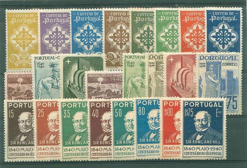 22Lis_1328.jpg -     Lote:    1328            Portugal       Descrição:         1940 &mdash; Legião Portuguesa + Centenários da Fundação e Restauração de Portugal + Centenário do Selo Postal. CE583/90, 591/98 e 599/606. Três séries completas. Valor de catálogo &euro; 361,00.        **       Valor Base:     &euro; 55,00     Valor Venda:     &euro; 55,00     