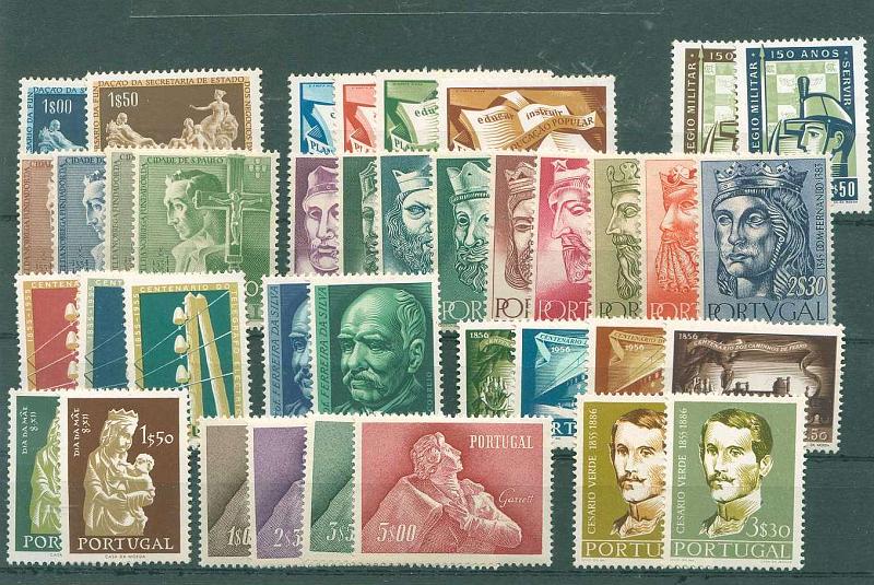 22Lis_1346.jpg -     Lote:    1346            Portugal       Descrição:         1954/57 &mdash; Anos completos. CE794/832. Séries completas, com e sem charneira. Valor de catálogo com charneira. Valor de catálogo &euro; 625,00.        **/***       Valor Base:     &euro; 50,00     Valor Venda:     &euro; 90,00     