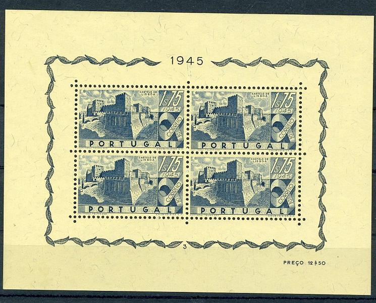 22Lis_1383.jpg -     Lote:    1383            Portugal       Descrição:         1946 &mdash; Castelos de Portugal. CE BLC10. Valor de catálogo &euro; 176,00.        BLC**       Valor Base:     &euro; 25,00     Valor Venda:     &euro; 42,00     