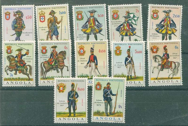22Lis_1460.jpg -     Lote:    1460            Angola       Descrição:         1966 &mdash; Uniformes do Exército. CE502/513. Série completa. Valor de catálogo &euro; 30,00.        ***       Valor Base:     &euro; 6,00     Valor Venda:     Retirado     