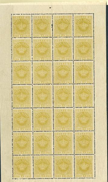 22Lis_1472.jpg -     Lote:    1472            Cabo Verde       Descrição:         1877 &mdash; Tipo Coroa. CE3, 20 reis bistre, denteado 13 &frac12;, papel liso. Valor de catálogo &euro; 65,80,        *       Valor Base:     &euro; 10,00     Valor Venda:     &euro; 12,00     