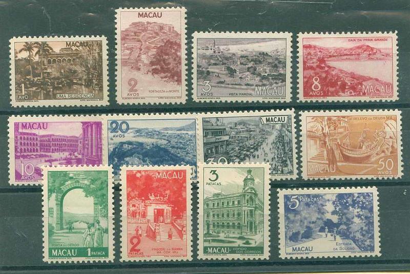 22Lis_1527.jpg -     Lote:    1527            Macau       Descrição:         1948 &mdash; Motivos locais. CE327/338. Série completa. Valor de catálogo &euro; 230.10.        **       Valor Base:     &euro; 60,00     Valor Venda:     &euro; 120,00     