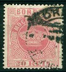 22Lis_1553.jpg -     Lote:    1553            Moçambique       Descrição:         1881/85 &mdash; Tipo Coroa. CE11, 20 reis rosa, denteado 13 1/2. Valor de catálogo &euro; 1.010,00.        O       Valor Base:     &euro; 250,00     Valor Venda:     &euro; 320,00     