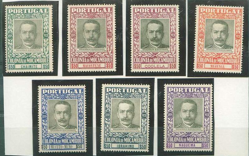 22Lis_1564.jpg -     Lote:    1564            Moçambique       Descrição:         1930/31 &mdash; Vitórias de Mousinho de Albuquerque. CE263/269. Série completa. Valor de catálogo &euro; 95,20.        *       Valor Base:     &euro; 15,00     Valor Venda:     &euro; 22,00     