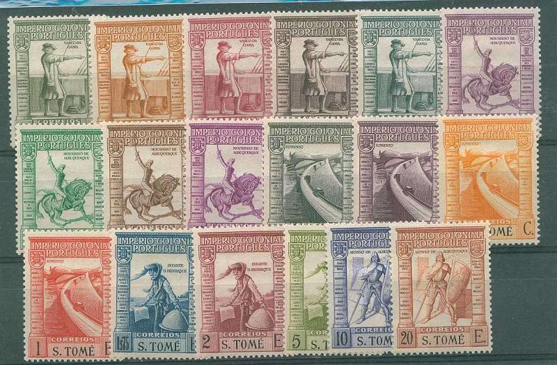 22Lis_1615.jpg -     Lote:    1615            S. Tomé e Príncipe       Descrição:         1938 &mdash; Império Colonial Português. Legenda S. TOMÉ. CE298/315. Série completa. Valor de catálogo &euro; 148.65.        **       Valor Base:     &euro; 35,00     Valor Venda:     Retirado     