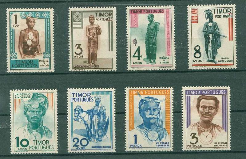 22Lis_1651.jpg -     Lote:    1651            Timor       Descrição:         1948 &mdash; Tipos Indígenas. CE261/268. Série completa. Valor de catálogo &euro; 94,45.        **       Valor Base:     &euro; 24,00     Valor Venda:     Retirado     