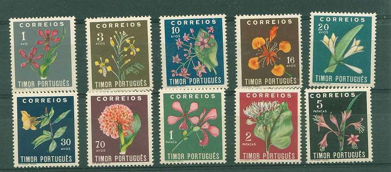 22Lis_1652.jpg -     Lote:    1652            Timor       Descrição:         1950 &mdash; Flores tropicais. CE275/284. Série completa. Valor de catálogo &euro; 92,10.        **       Valor Base:     &euro; 22,00     Valor Venda:     Retirado     