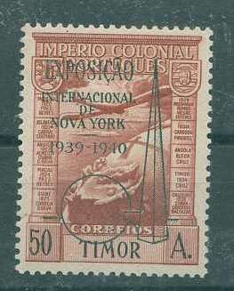 22Lis_1657.jpg -     Lote:    1657            Timor       Descrição:         1938 &mdash; Império Colonial Português. Exposição Internacional de Nova York 1939-1940. CE CA7A, 50 avos castanho avermelhado. Valor de catálogo &euro; 130,00.        **       Valor Base:     &euro; 40,00     Valor Venda:     &euro; 60,00     