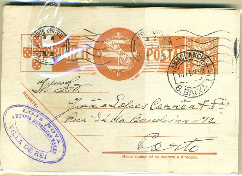 22Lis_1780.jpg -     Lote:    1780            Portugal       Descrição:         Marcofilia diversa. Lote de 21 inteiros postais de $30 ocre-castanho "Tudo pela Nação", todos circulados com marcofilia diversa: Beira Baixa I, Oleiros, Monsanto &mdash; Idanha a Nova (2), Figueira Castelo Rodrigo, Bensafrim, Escalhão, Sobreira Formosa (6), Sangalhos, Campo de Besteiros, Coimbra (2.ª Secção), Beiran, Valhelhas/Famalicão, Vila de Frades, Sarzedas e Pegarinhos/Alijó. Alguns com pequenos defeitos.        Lote       Valor Base:     &euro; 15,00     Valor Venda:     &euro; 36,00     