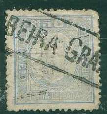 22Lis_1811.jpg -     Lote:    1811            Açores       Descrição:         Carimbos nominativos. Selo de 50 reis azul da emissão de D. Carlos I Diogo Neto, obliterado com carimbo batido a preto de "RIBEIRA GRANDE".        O       Valor Base:     &euro; 5,00     Valor Venda:     Retirado     