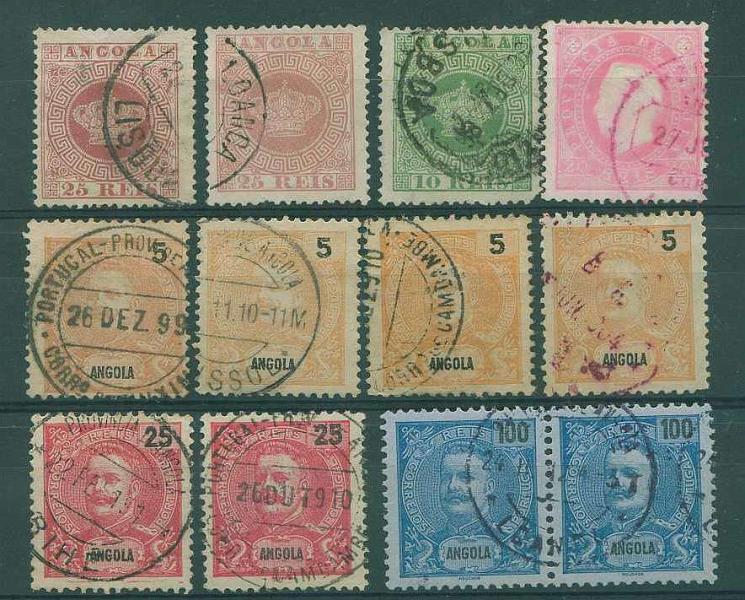 22Lis_1819.jpg -     Lote:    1819            Angola       Descrição:         Marcofilia diversa. Lote de 12 selos de diversas emissões, com carimbos de diversa tipologia. Lote a ver.        Lote       Valor Base:     &euro; 5,00     Valor Venda:     Retirado     