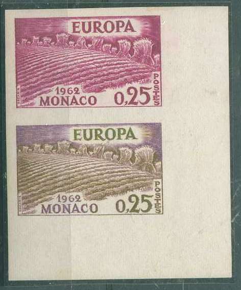22Lis_2030.jpg -     Lote:    2030                   Descrição:      Mónaco.   1962 &mdash; Europa CEPT. Yvert 571, 0,25Fr. Par vertical com provas de cor diferentes do mesmo selo, uma a magenta e outra a violeta e verde. MB e R.        PRV       Valor Base:     &euro; 40,00     Valor Venda:     &euro; 40,00     