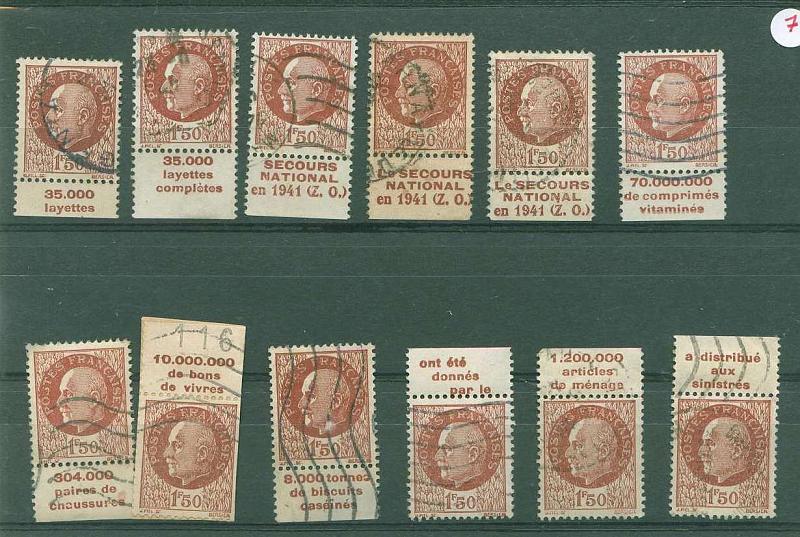 22Lis_2037.jpg -     Lote:    2037                   Descrição:      França.   Lote de 12 selos usados, Yvert nº 517, com propaganda favorável à política de Pétain.        O       Valor Base:     &euro; 5,00     Valor Venda:     Retirado     