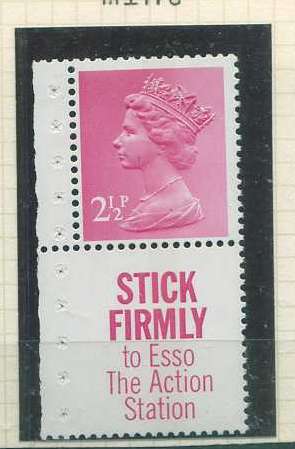 22Lis_2045.jpg -     Lote:    2045                   Descrição:      Reino Unido.   Selo de 17.Set.1971, 2 &frac12; p (magenta), retirado do carnet, com publicidade.        ***       Valor Base:     &euro; 5,00     Valor Venda:     Retirado     