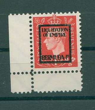 22Lis_2046.jpg -     Lote:    2046                   Descrição:      Reino Unido.   Jorge V, 1p vermelho. FALSO. Novo, canto de folha com sobrecarga também falsa, aposta pela propaganda alemã, respeitante à queda do Império Britânico. MR.        ***       Valor Base:     &euro; 20,00     Valor Venda:     Retirado     