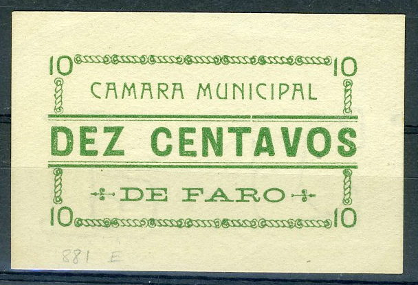 22Lis_2076.jpg -     Lote:    2076                   Descrição:         Faro (Câmara Municipal). 10C verde. MA881, E (escassa). Nova.        CDL       Valor Base:     &euro; 15,00     Valor Venda:     &euro; 22,00     
