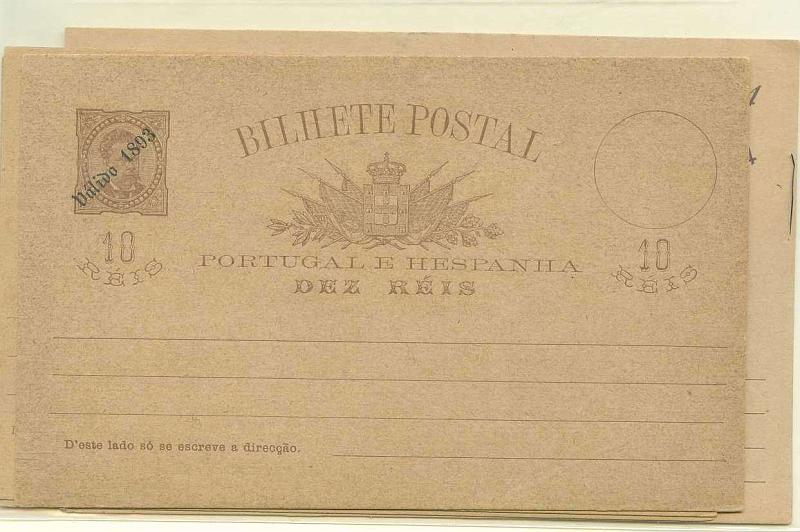 22Lis_2249.jpg -     Lote:    2249      Lotes pelo Correio       Portugal       Descrição:         1893/1894 &mdash; D. Luís de Frente "Válido 1893" + Infante D. Henrique. Lote de 4 inteiros postais: 3 de 10 reis OM19 com cartolinas e tonalidades diferentes + 10 reis OM20 (Infante).        Lote       Valor Base:     &euro; 8,00     Valor Venda:     Retirado     