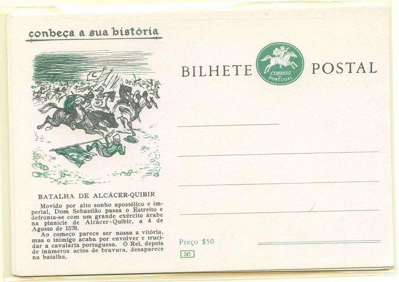 22Lis_2266.jpg -     Lote:    2266      Lotes pelo Correio       Portugal       Descrição:         1957/1959 &mdash; Conheça a sua História. Postilhão sem taxa: OM137 (50), OM 139 (58) e OM 144 (73 e86). Novos.        IN       Valor Base:     &euro; 10,00     Valor Venda:     Retirado     