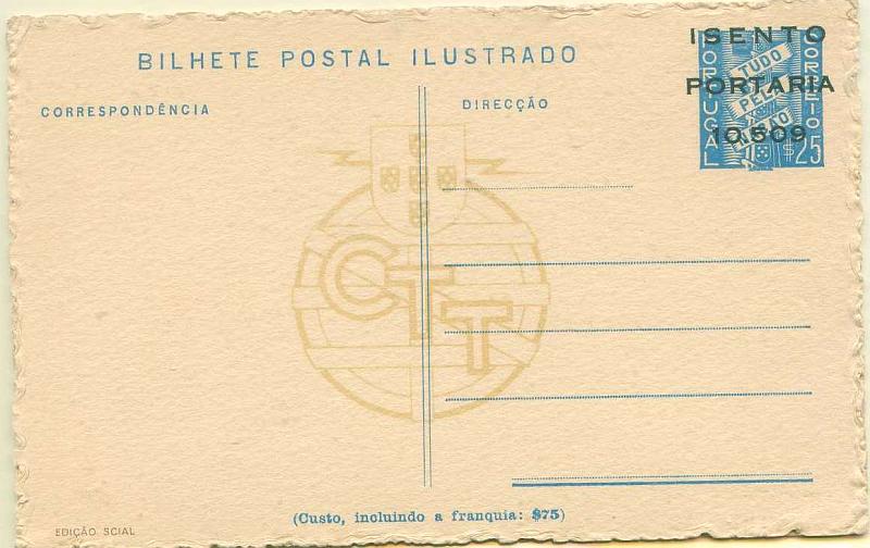 22Lis_2269.jpg -     Lote:    2269      Lotes pelo Correio       Portugal       Descrição:         1942 &mdash; Forças Mobilizadas. Emissões de 1937 "Tudo pela Nação" com sobrecarga "ISENTO / PORTARIA / 10509". OM FM2. Lote de dois inteiros novos n.ºs 12 e 14.        IN       Valor Base:     &euro; 3,00     Valor Venda:     Retirado     