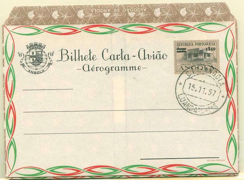 22Lis_2284.jpg -     Lote:    2284      Lotes pelo Correio       Angola       Descrição:         Lote de 4 aerogramas OM16 (2) e OM18 (2). Uma série nova e outra com obliteração de favor.        Lote       Valor Base:     &euro; 2,00     Valor Venda:     &euro; 4,00     