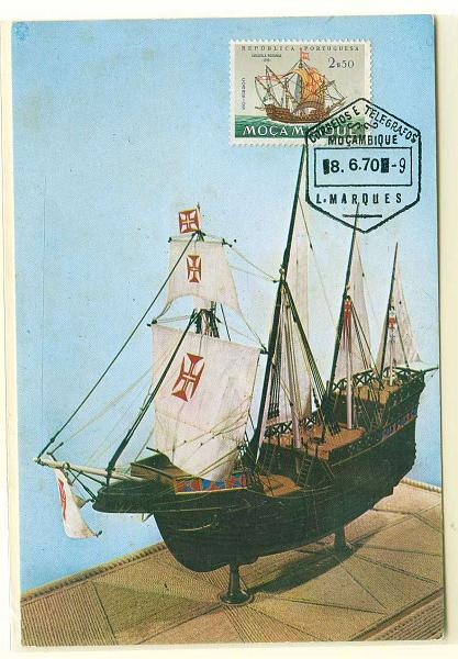 22Lis_2316.jpg -     Lote:    2316      Lotes pelo Correio              Descrição:         Caravela Redonda. 1963 &mdash; Barcos Portugueses. Postal ilustrado com selo de 2$50 CE466, obliterados com carimbo de Lourenço marques (08.06.70).        PM       Valor Base:     &euro; 5,00     Valor Venda:     Retirado     