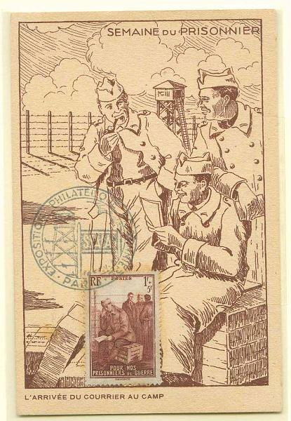 22Lis_2331.jpg -     Lote:    2331      Lotes pelo Correio              Descrição:      França.   Semana do Prisioneiro de Guerra. Postal ilustrado comemorativo da Semana do Prisioneiro de Guerra com selo de 1+5F da emissão "Pour nos Prisioniers de Guerre", obliterados com carimbo comemorativo do evento.        PM       Valor Base:     &euro; 5,00     Valor Venda:     &euro; 5,00     