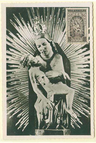 22Lis_2346.jpg -     Lote:    2346      Lotes pelo Correio              Descrição:      SAAR (Alemanha).   1950 &mdash; Religião. Postal ilustrado com selo de 50+20Pf obliterados em Blieskatel (Saar).        PM       Valor Base:     &euro; 15,00     Valor Venda:     &euro; 15,00     