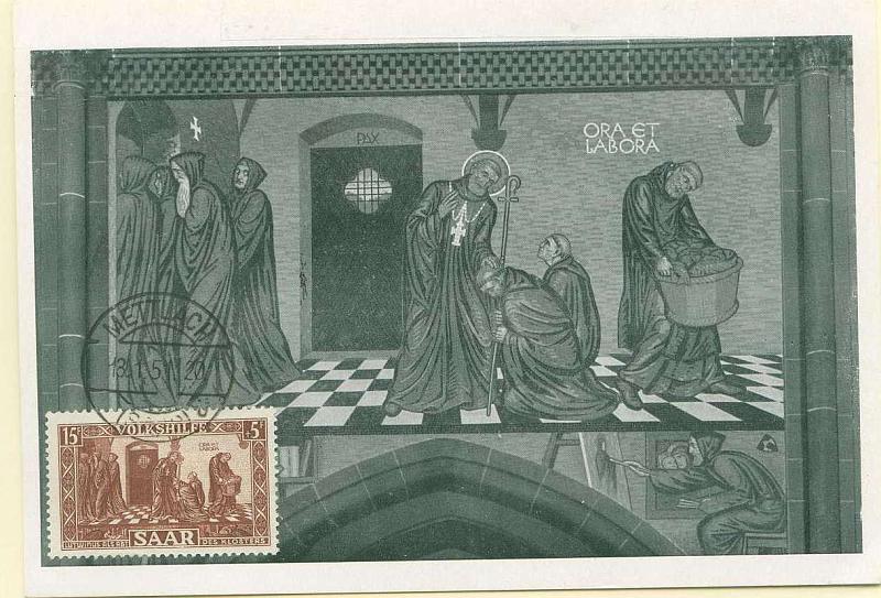 22Lis_2347.jpg -     Lote:    2347      Lotes pelo Correio              Descrição:      SAAR (Alemanha).   1951 &mdash; S. Lutwinus &mdash; Kirche in Mettlach. Postal ilustrado com selo de 15+5Pf, obliterados em Mettlach (13.01.51).        PM       Valor Base:     &euro; 10,00     Valor Venda:     &euro; 10,00     