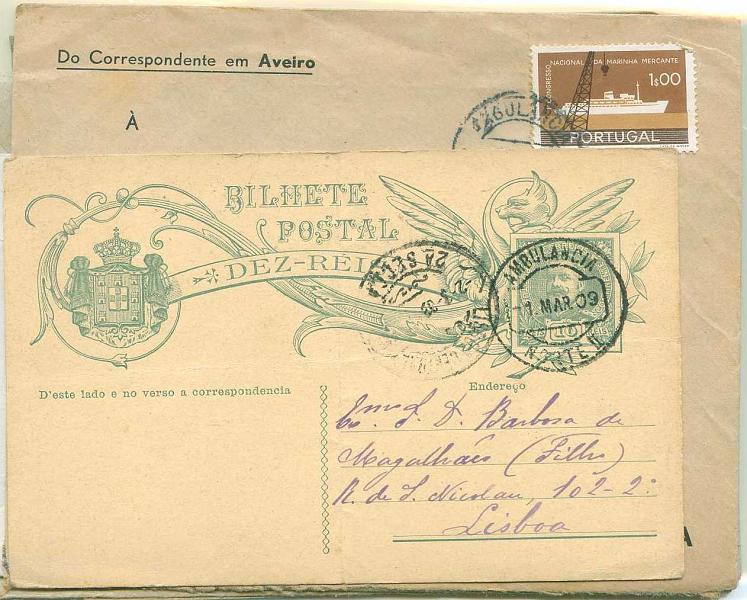 22Lis_2398.jpg -     Lote:    2398      Lotes pelo Correio              Descrição:         Correio ferroviário. Lote de 6 cartas e um inteiro postal, obliterados com carimbos de Ambulâncias Ferroviárias. Lote a ver.        Lote       Valor Base:     &euro; 3,00     Valor Venda:     &euro; 10,00     
