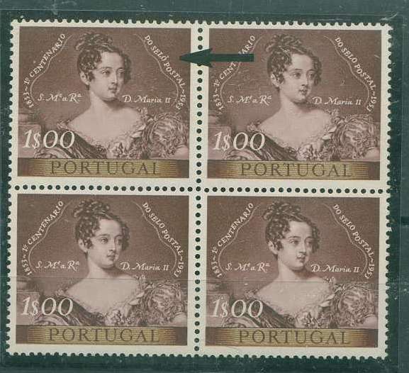 22Lis_2417.jpg -     Lote:    2417      Lotes pelo Correio              Descrição:         1953 &mdash; 1.º Centenário do Selo Postal Português. CE787, 1$00 castanho. Quadra com um selo com a variedade SELÓ.        ***       Valor Base:     &euro; 3,00     Valor Venda:     &euro; 5,00     
