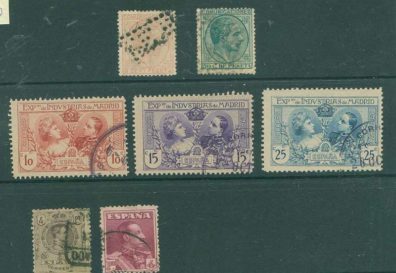 22Lis_2846.jpg -     Lote:    2846      Lotes pelo Correio              Descrição:      Espanha.   Lote composto de 7 selos usados de 1878 a 1922/30. Yvert 174, 179, 236, 337 238, 253, 285ª. Valor de catálogo &euro; 53,50.        Lote       Valor Base:     &euro; 10,00     Valor Venda:     Retirado     